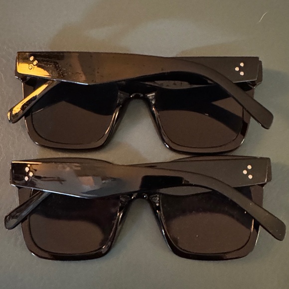 Stylish Black Square Sunglasses zero Uv oversized black out shades set of 2 - Picture 2 of 7
